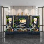 Large rockery water curtain wall ornament feng shui wall flowing water fountain lucky hotel villa club living room