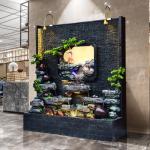 Large rockery water curtain wall ornament feng shui wall flowing water fountain lucky hotel villa club living room