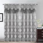 Petrichor Elegant Curtains with Gold Silver Threads 2 Panels Set - Luxury Window Treatment Attached Valance, Sheer Backing, and 2 Tie Backs for Bedroom and Living Room, 54x84 inches, Silver