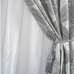Petrichor Elegant Curtains with Gold Silver Threads 2 Panels Set - Luxury Window Treatment Attached Valance, Sheer Backing, and 2 Tie Backs for Bedroom and Living Room, 54x84 inches, Silver