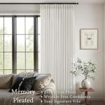 Pinch Pleated Linen Curtains 90 Inches Long for Living Dining Room Bedroom 2 Panel Set Natural Cream Birch Pinch Pleat Curtain 90 Inch Neutral Boho Floor to Ceiling Curtains Semi Sheer Linen Drapes