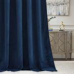 RYB HOME Blue Velvet Curtains 84 inches - Blackout Curtains for Living Room, Thermal Insulated Noise Reducing Panels Soft Luxury Window Decor for Kids Bedroom, Navy Blue, W52 x L84 inches, 2 Panels