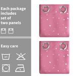 BGment Pink Blackout Curtains for Girls Bedroom, Sparkling Star Curtains Thermal Insulated Grommet Window Drapes for Dreamy Cute Princess Style Room Decor, Set of 2 Panels, 42 x 63 Inch