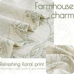 jinchan Floral Kitchen Curtains for Windows 24 Inch Linen Tier Farmhouse Cafe Curtains Country Botanic Small Window Rod Pocket Rustic Flax for Laundry Bathroom RV 2 Panels Sage Green on Beige