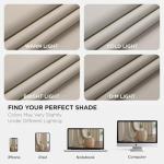 Joydeco Blackout Curtains 84 Inch Length 2 Panels Set, Thermal Insulated Long Curtains& Drapes 2 Burg, Room Darkening Grommet Drapes for Bedroom Living Room Window (Light Beige, W52 x L84 Inch)