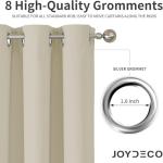 Joydeco Blackout Curtains 84 Inch Length 2 Panels Set, Thermal Insulated Long Curtains& Drapes 2 Burg, Room Darkening Grommet Drapes for Bedroom Living Room Window (Light Beige, W52 x L84 Inch)