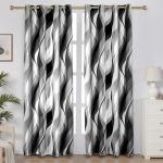 weesire Black and Grey Curtains Modern Striped Decorative 50% Light Blocking Darkening Grommet Grey Curtain for Living Room Villa, Bedroom Gray and White 2 Panels Set, 52x84 Inches