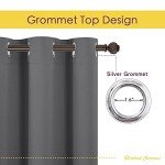 NICETOWN Grey Kitchen Blackout Short Curtain Panels for Bedroom, Thermal Insulated Grommet Top Blackout Draperies and Drapes (2 Panels, W42 x L45 -Inch, Grey)