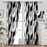 weesire Black and Grey Curtains Modern Striped Decorative 50% Light Blocking Darkening Grommet Grey Curtain for Living Room Villa, Bedroom Gray and White 2 Panels Set, 52x84 Inches