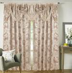 GLORY RUGS Jacquard Luxury Window 2 Panel Set Beige Curtain with Attached Valance and Backing Bedroom Living Room Dining 2 Curtains 55x84 inches Each Jana