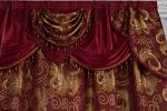 GLORY RUGS Jacquard Luxury Window 2 Panel Set Burgundy Gold Curtain with Attached Valance and Backing Bedroom Living Room Dining 2 Curtains 55x84 inches Each Jana