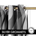 weesire Black and Grey Curtains Modern Striped Decorative 50% Light Blocking Darkening Grommet Grey Curtain for Living Room Villa, Bedroom Gray and White 2 Panels Set, 52x84 Inches