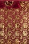 GLORY RUGS Jacquard Luxury Window 2 Panel Set Burgundy Gold Curtain with Attached Valance and Backing Bedroom Living Room Dining 2 Curtains 55x84 inches Each Jana
