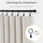 INOVADAY 100% Blackout Curtains for Bedroom, Black Out Curtains 84 Inch Long, Clip Rings Linen Blackout Drapes, Thermal Insulated Room Darkening for Living Room, 2 Panels - Beige,W50xL84
