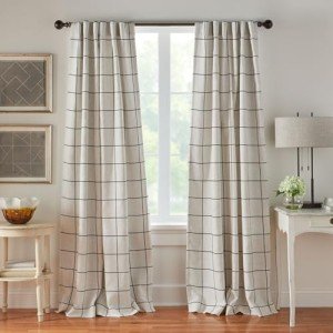 Elrene Home Fashions Brighton Windowpane Plaid Blackout Window Curtain, Living Room and Bedroom Drape with Rod Pocket Tabs, 52" x 95", 1 Panel