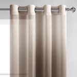 DWCN Faux Linen Ombre Sheer Curtains - Gradient Semi Voile Grommet Top Window Curtains for Bedroom and Living Room, Set of 2 Panels, 52 x 84 Inches Long, Chocolate Brown