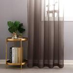 DWCN Faux Linen Ombre Sheer Curtains - Gradient Semi Voile Grommet Top Window Curtains for Bedroom and Living Room, Set of 2 Panels, 52 x 84 Inches Long, Chocolate Brown