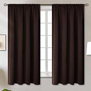 BGment Brown Blackout Curtains 63 Inches Long for Bedroom - Thermal Insulated Window Drapes with Rod Pocket Room Darkening for Living Room, 42 x 63 Inch, 2 Panels