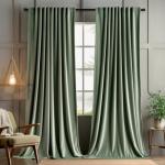 MIULEE Sage Green Velvet Curtains 84 inches 2 Panels - Pinch Pleat Luxury Room Darkening Window Drapes for Bedroom Living Room Blackout Thermal Insulated Super Soft, Back Tab Rod Pocket, W52 x L84