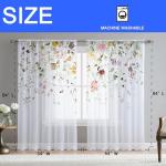 Fereyis Floral Sheer Curtains for Living Room 84 inch Length 2 Panels Set Elegant Butterfly Spring Flower Printed Window Curtain Chiffon Drapes for Bedroom