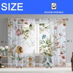 Fereyis Floral Sheer Curtains for Living Room 84 inch Length 2 Panels Set Elegant Yellow Flower Spring Printed Window Curtain Chiffon Drapes for Bedroom