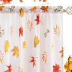 youleyar Fall Curtains for Living Room, 84 Inch Length Rod Pocket Thanksgiving Curtian Panels, Autumn Falling Maple Leaves Window Drapes for Bedroom Dining Room Drapes, 52" W x 84" L
