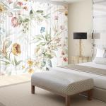 Fereyis Floral Sheer Curtains for Living Room 84 inch Length 2 Panels Set Elegant Yellow Flower Spring Printed Window Curtain Chiffon Drapes for Bedroom