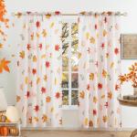 youleyar Fall Curtains for Living Room, 84 Inch Length Rod Pocket Thanksgiving Curtian Panels, Autumn Falling Maple Leaves Window Drapes for Bedroom Dining Room Drapes, 52" W x 84" L
