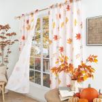 youleyar Fall Curtains for Living Room, 84 Inch Length Rod Pocket Thanksgiving Curtian Panels, Autumn Falling Maple Leaves Window Drapes for Bedroom Dining Room Drapes, 52" W x 84" L