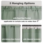 Chyhomenyc 2 Panels Short Kitchen Tiers Half Window Semi Sheer Curtains 36 Inch Length for Kitchen Bathroom Small Windows, Faux Linen Slub Textured Cafe Curtains, Sage Green, Each 30x36 inch