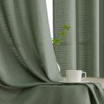 Chyhomenyc 2 Panels Short Kitchen Tiers Half Window Semi Sheer Curtains 36 Inch Length for Kitchen Bathroom Small Windows, Faux Linen Slub Textured Cafe Curtains, Sage Green, Each 30x36 inch