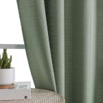 Chyhomenyc 2 Panels Short Kitchen Tiers Half Window Semi Sheer Curtains 36 Inch Length for Kitchen Bathroom Small Windows, Faux Linen Slub Textured Cafe Curtains, Sage Green, Each 30x36 inch