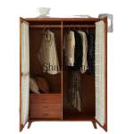 ZYY retro solid wood double door gauze curtain glass cabinet bedroom home hanging clothes storage large wardrobe combination