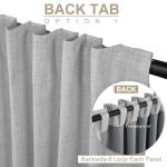 100% Blackout Shield Linen Blackout Curtains for Bedroom 84 Inches Long, Back Tab/Rod Pocket Living Room Drapes, Thermal Insulated Blackout Curtains 2 Panels Set, 50" W x 84" L, Grey