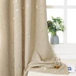 BGment Room Darkening Curtains 84 Inches Long, Grommet Thermal Insulated Blackout Curtains with Wave Line and Dots Printed for Bedroom, 2 Panels, Each 52 x 84 Inch, Beige
