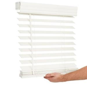 LOTUS & WINDOWARE Cordless 2-inchFaux Wood Blind 25" Wide x 72" Long,(Soft White-Antique White),Smooth, Room Darkening, Horizontal Blinds for Living Room, Bedroom, Interior Door Windows - 25 x 72,Sof