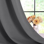 NICETOWN Grey Kitchen Blackout Short Curtain Panels for Bedroom, Thermal Insulated Grommet Top Blackout Draperies and Drapes (2 Panels, W42 x L45 -Inch, Grey)