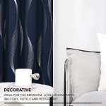 Deconovo Blackout Curtains - Silver Wave Print, Thermal Insulated, Noise Reducing, Privacy Drapes for Bedroom & Living Room (52W x 84L Inch, Navy Blue, 2 Panels)