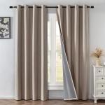 IGEMAEVE Linen Blackout Curtains 84 Inch Length 2 Panels Set,100% Black Out Curtains for Bedroom Living Room, Thermal Insulated Darkening Drapes Privacy Grommet Window Home Deco (52x84 Inch, Linen)
