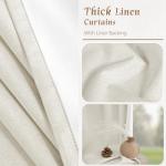 LAMIT 100% Blackout Natural Linen Curtains, 63 Inches Linen Textured Thermal Bedroom Curtains Back Tab and Rod Pocket Neutral Panels with White Liner for Farmhouse, 2 Panels, 52 x 63 Inch, Ivory