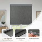AOSKY Linen Roller Blinds Shades for Indoor Windows Pull Down Cordless Blackout Black Out Window Shade 20 Inch Blinds for Home Dark Grey
