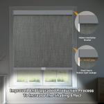 AOSKY Linen Roller Blinds Shades for Indoor Windows Pull Down Cordless Blackout Black Out Window Shade 20 Inch Blinds for Home Dark Grey