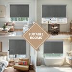 AOSKY Linen Roller Blinds Shades for Indoor Windows Pull Down Cordless Blackout Black Out Window Shade 20 Inch Blinds for Home Dark Grey