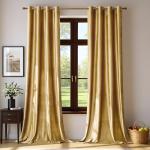 Velvet Gold Curtains 84 inch Length- Living Room Blackout Thermal Window Drapes Darkening Decor Grommet Curtains for Bedroom Set of 2 Panels