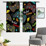 YUANZU Gaming Curtains Rod Pocket Boys Kids Gamer Gamepad Abstract Video Game Player Joystick Print Pattern Window Drapes for Man Teen Youth Nursery Baby Bedroom Playroom W42 x L63 Inch 2 Panels