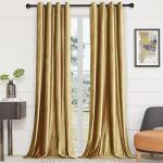 Velvet Gold Curtains 84 inch Length- Living Room Blackout Thermal Window Drapes Darkening Decor Grommet Curtains for Bedroom Set of 2 Panels