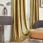 Velvet Gold Curtains 84 inch Length- Living Room Blackout Thermal Window Drapes Darkening Decor Grommet Curtains for Bedroom Set of 2 Panels