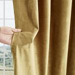 Velvet Gold Curtains 84 inch Length- Living Room Blackout Thermal Window Drapes Darkening Decor Grommet Curtains for Bedroom Set of 2 Panels