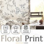 jinchan Linen Blend Curtains Floral Curtains for Living Room 84 Inch Length Black Printed Curtains Rod Pocket Back Tab Farmhouse Peony Flower Patterned Drapes Bedroom Window Curtain Set 2 Panels