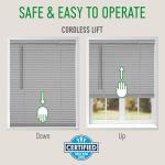 CALYX INTERIORS Room Darkening Vinyl Mini Blinds, Cordless, 1" Slat, 20" W x 60" H, Light Gray. Inside Mount in Windows 20.25 and Greater; Indoor Window Shades